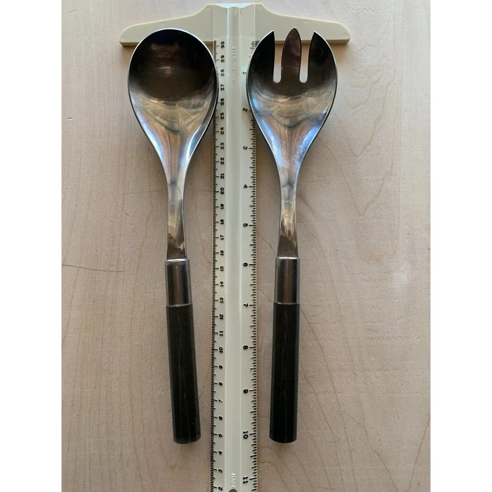 Vtg Taitu Salad Server Set Fork Spoon Japan Lucite Handle Danish Mod Stainless